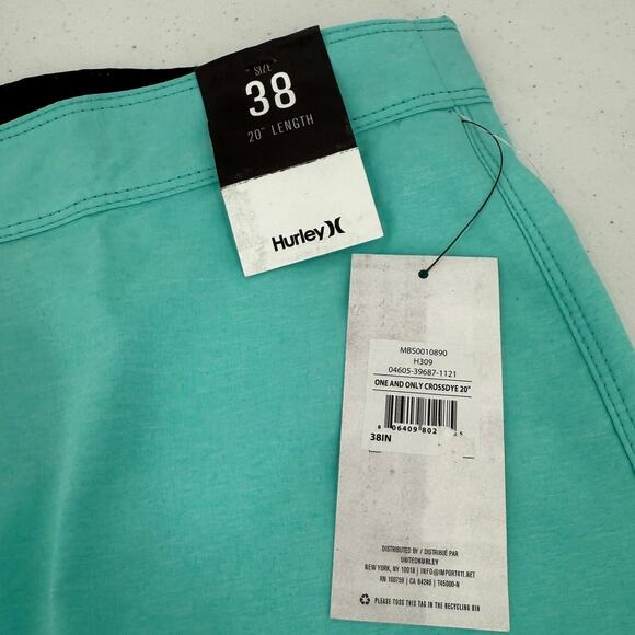 NWT Hurley One And Only 20" Board Shorts Crossdye Teal Blue/Green Men's Size 38 - Picture 2 of 10